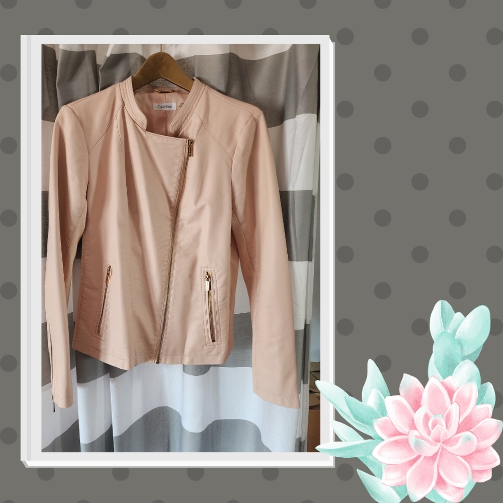 Blush Calvin Klein Vegan Leather Jacket